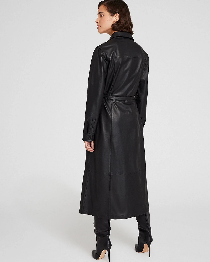 Leather Midi Shirt Dress