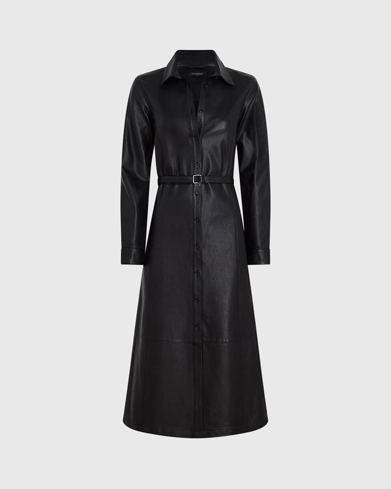 Leather Midi Shirt Dress