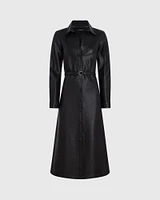 Leather Midi Shirt Dress
