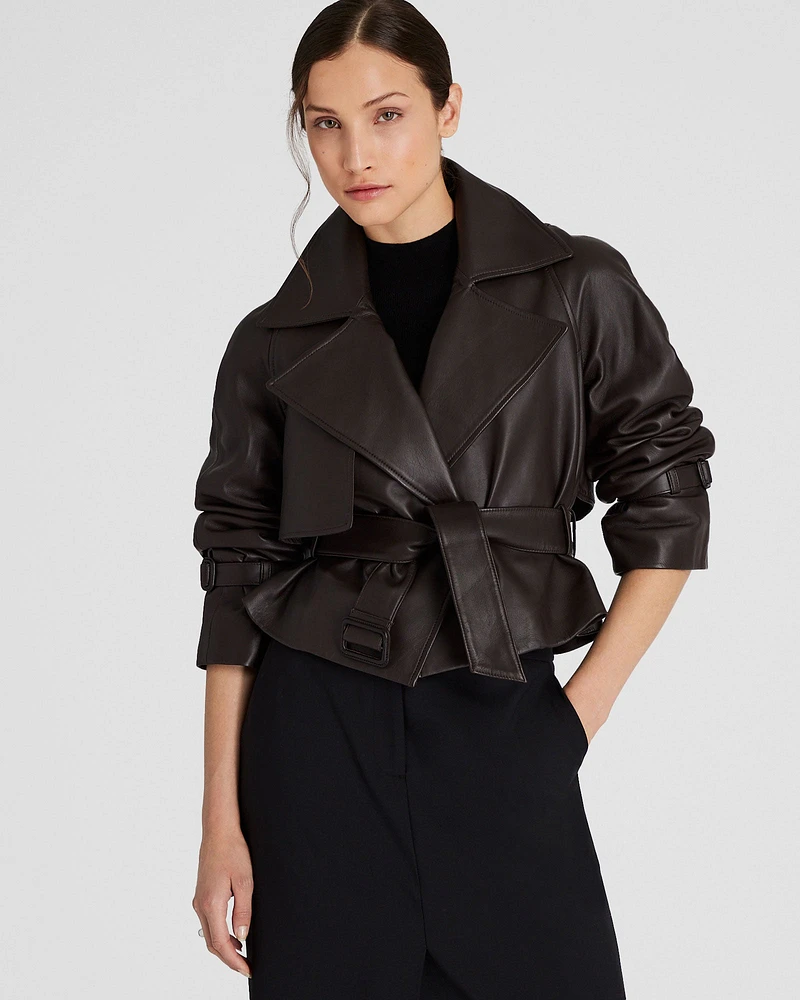 Cropped Leather Trench