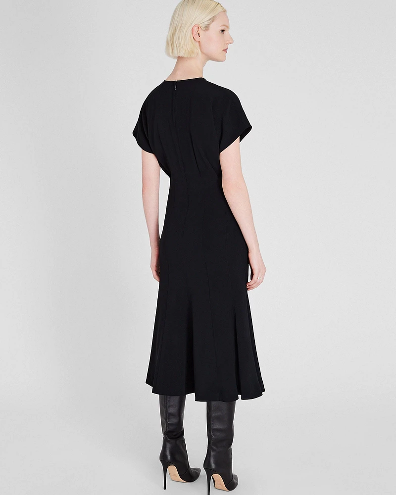 Crewneck Crepe Midi Dress
