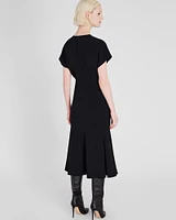 Crewneck Crepe Midi Dress
