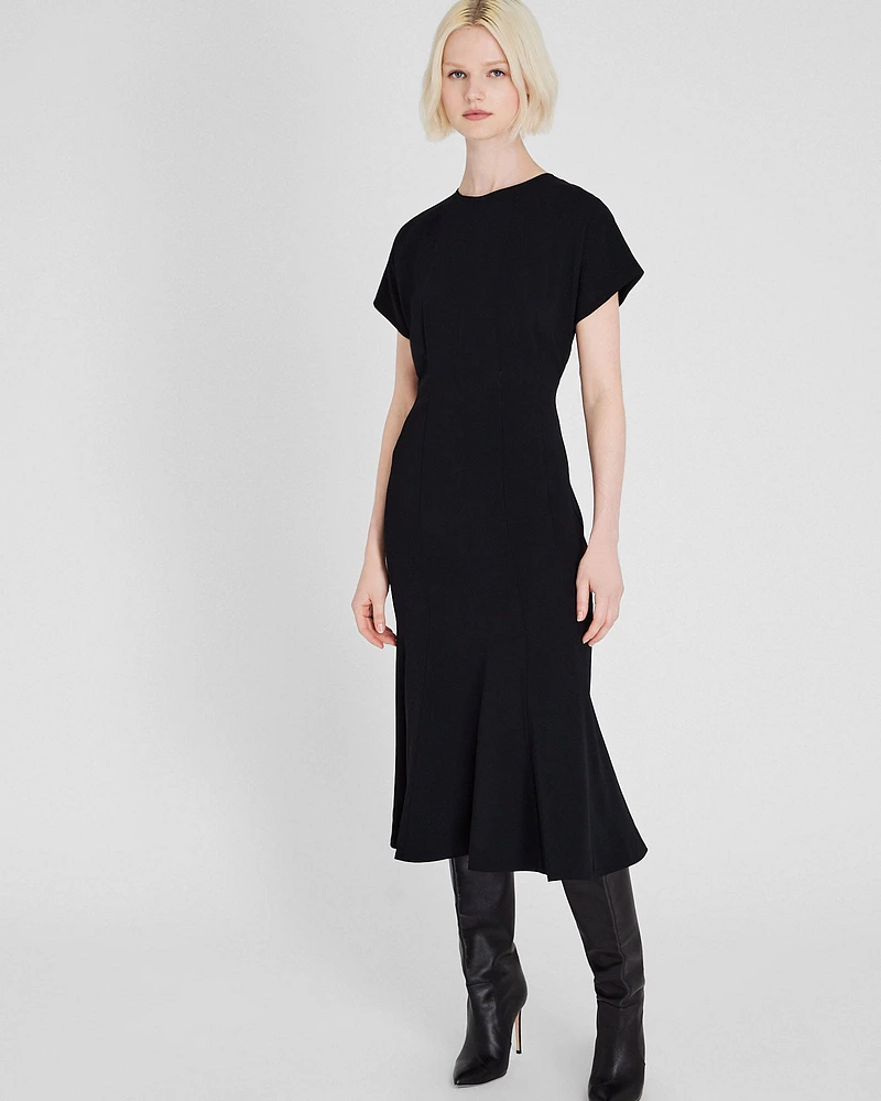 Crewneck Crepe Midi Dress