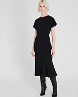 Crewneck Crepe Midi Dress