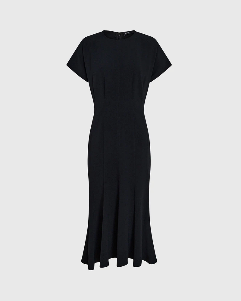 Crewneck Crepe Midi Dress