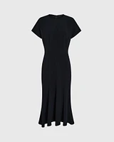 Crewneck Crepe Midi Dress