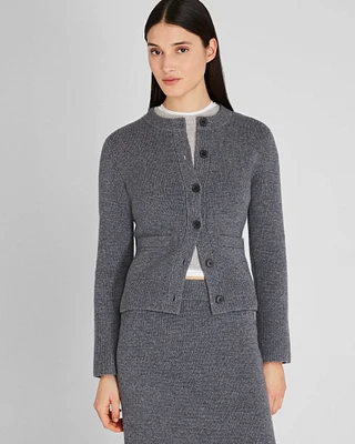 Wool-Cashmere Blend Milano Stitch Cardigan
