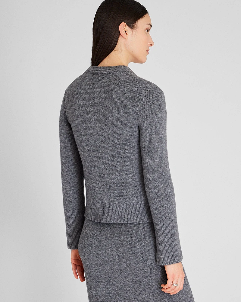 Wool-Cashmere Blend Milano Stitch Cardigan