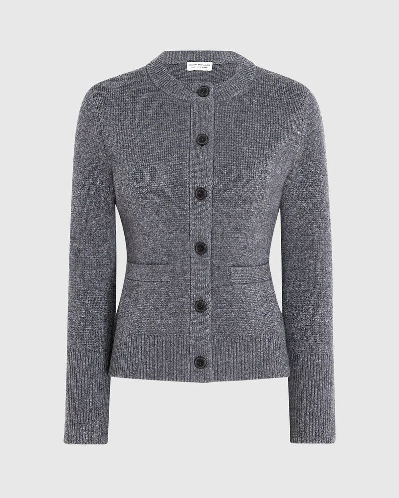 Wool-Cashmere Blend Milano Stitch Cardigan