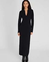 Cashmere Blend Open Collar Maxi Dress