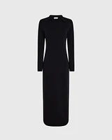 Cashmere Blend Open Collar Maxi Dress