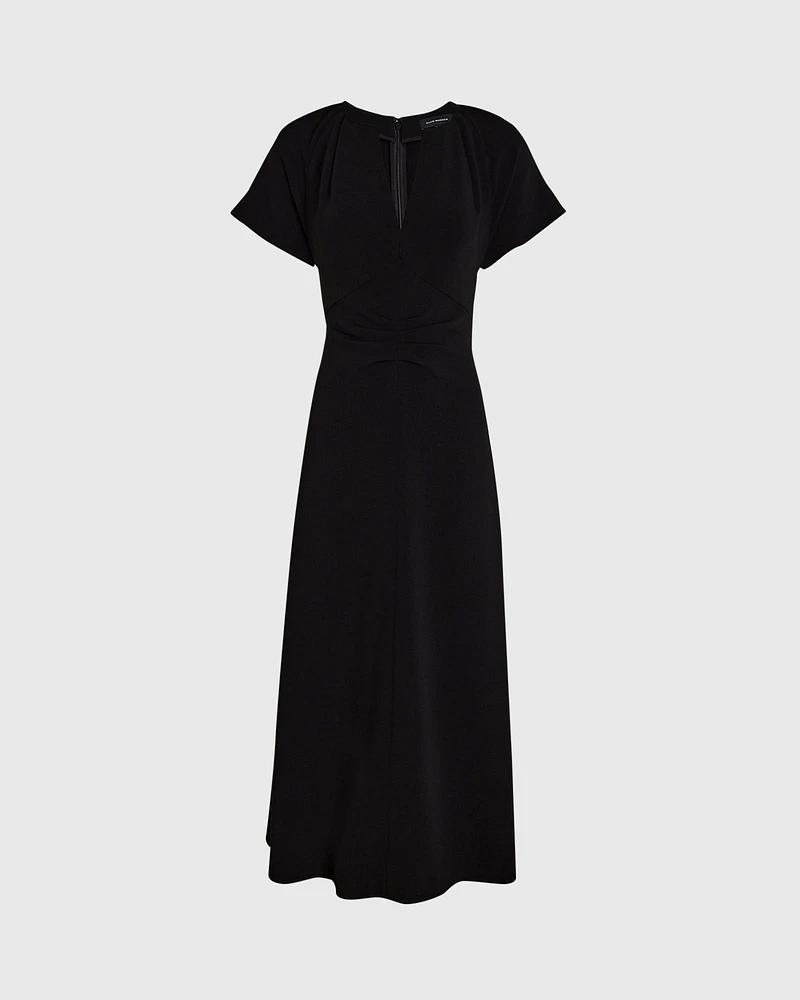 Flutter Sleeve Crepe Midi Dress