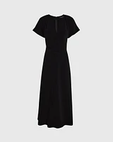Flutter Sleeve Crepe Midi Dress