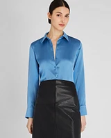 Slim Fit Silk Charmeuse Shirt