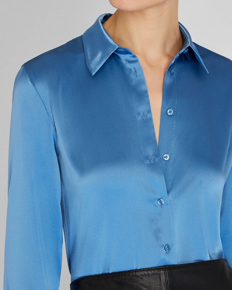 Slim Fit Silk Charmeuse Shirt