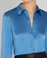Slim Fit Silk Charmeuse Shirt