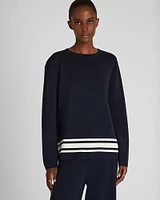 Double Knit Stripe Border Sweater