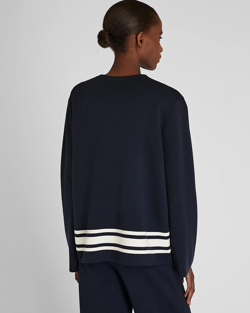 Double Knit Stripe Border Sweater
