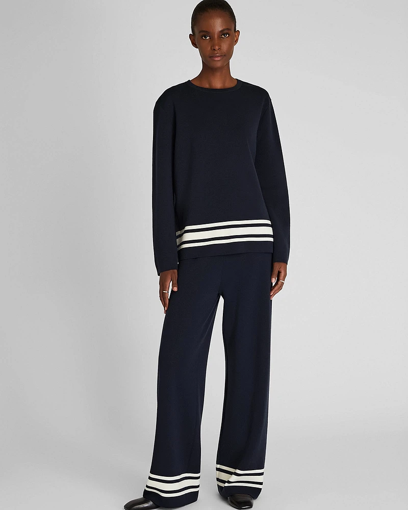 Double Knit Stripe Border Sweater