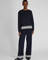 Double Knit Stripe Border Sweater