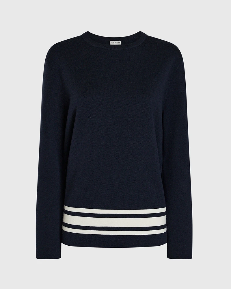 Double Knit Stripe Border Sweater
