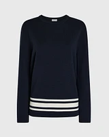 Double Knit Stripe Border Sweater