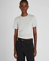 Cashmere Blend Shrunken Crew Neck Sweater