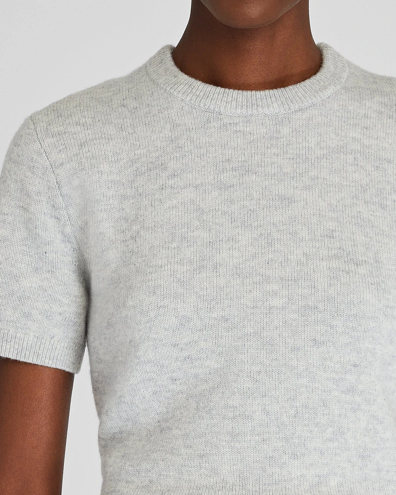 Cashmere Blend Shrunken Crew Neck Sweater