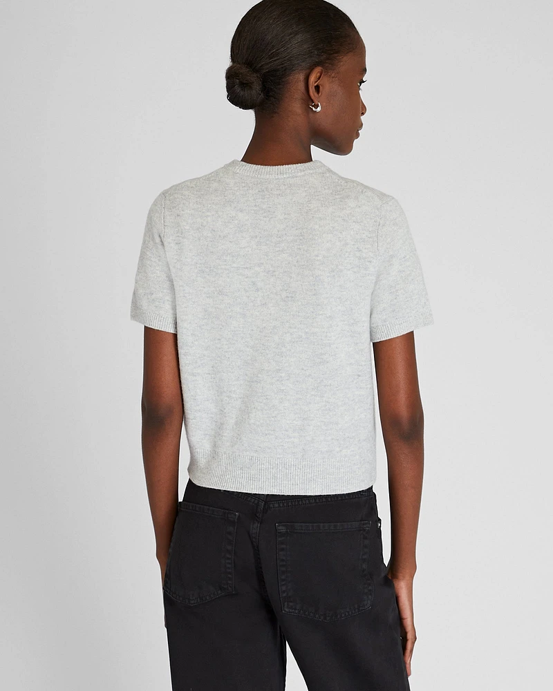 Cashmere Blend Shrunken Crew Neck Sweater