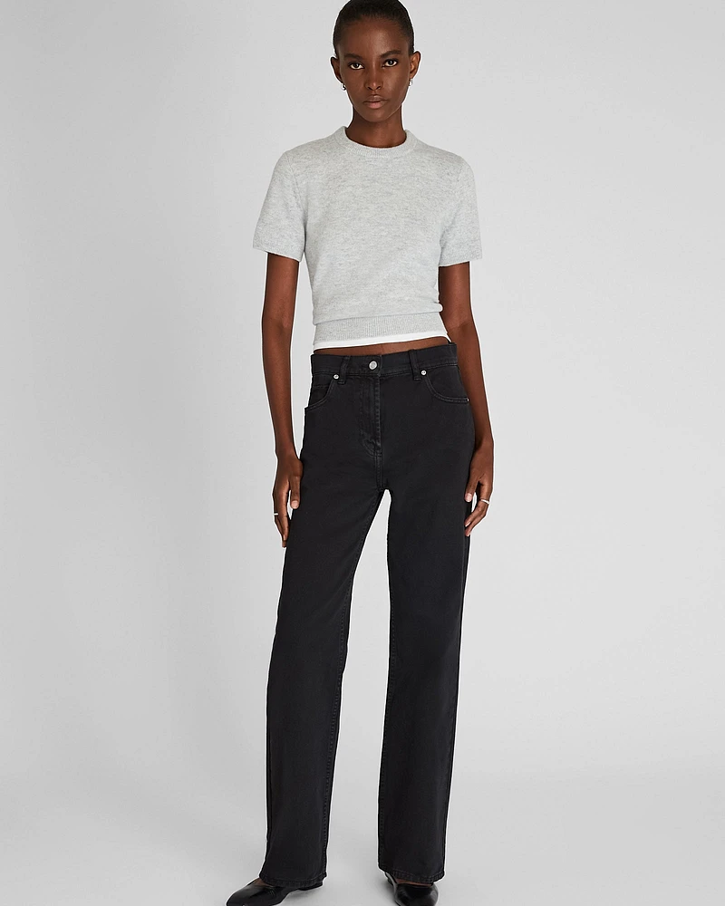 Cashmere Blend Shrunken Crew Neck Sweater