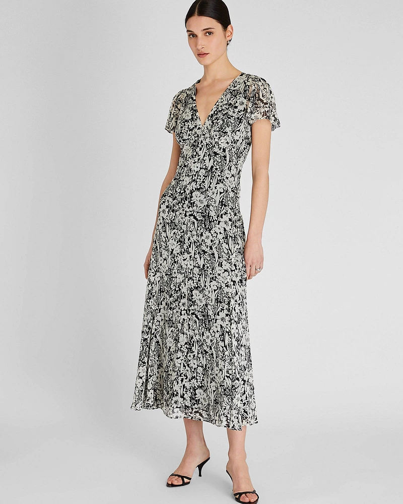 Flutter Sleeve Midi Dress