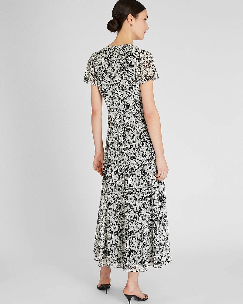 Flutter Sleeve Midi Dress