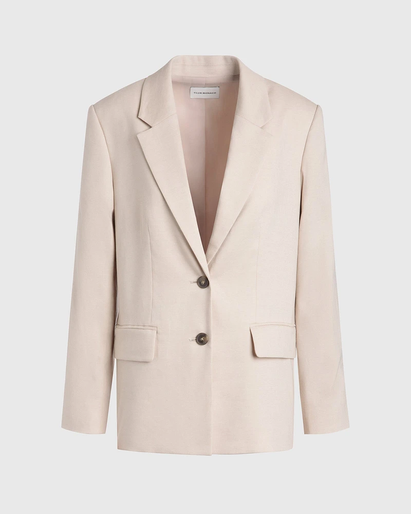 Relaxed Single-Breasted Linen Blazer