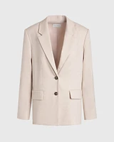Relaxed Single-Breasted Linen Blazer
