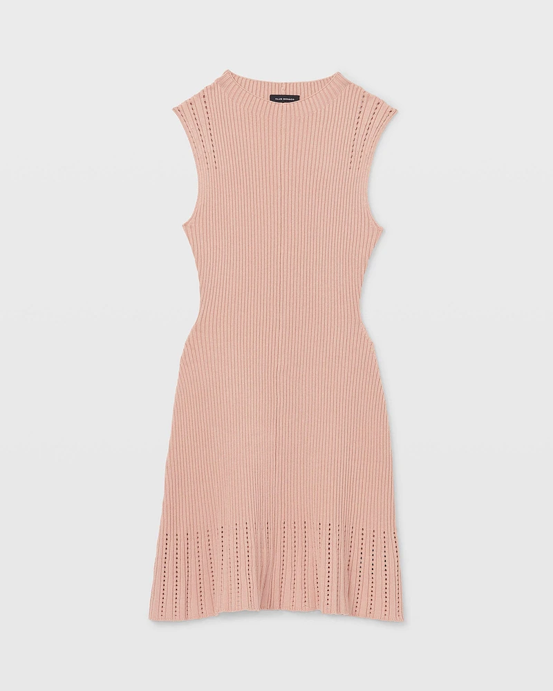 Sleeveless Ribbed Pointelle Dress