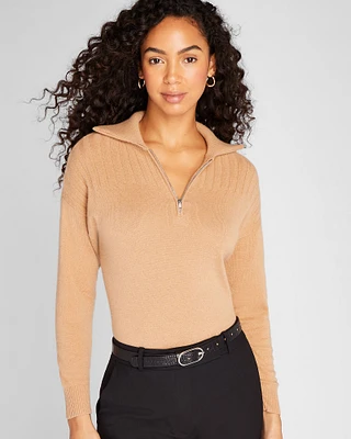 Cashmere Ribbed Quarter-Zip Sweater