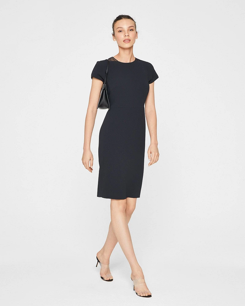 Sheer Detail Sheath Dress