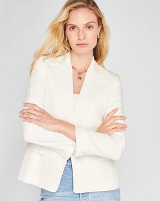 Embroidered Eyelet Blazer