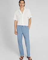Short Sleeve Camp Collar Seersucker Shirt