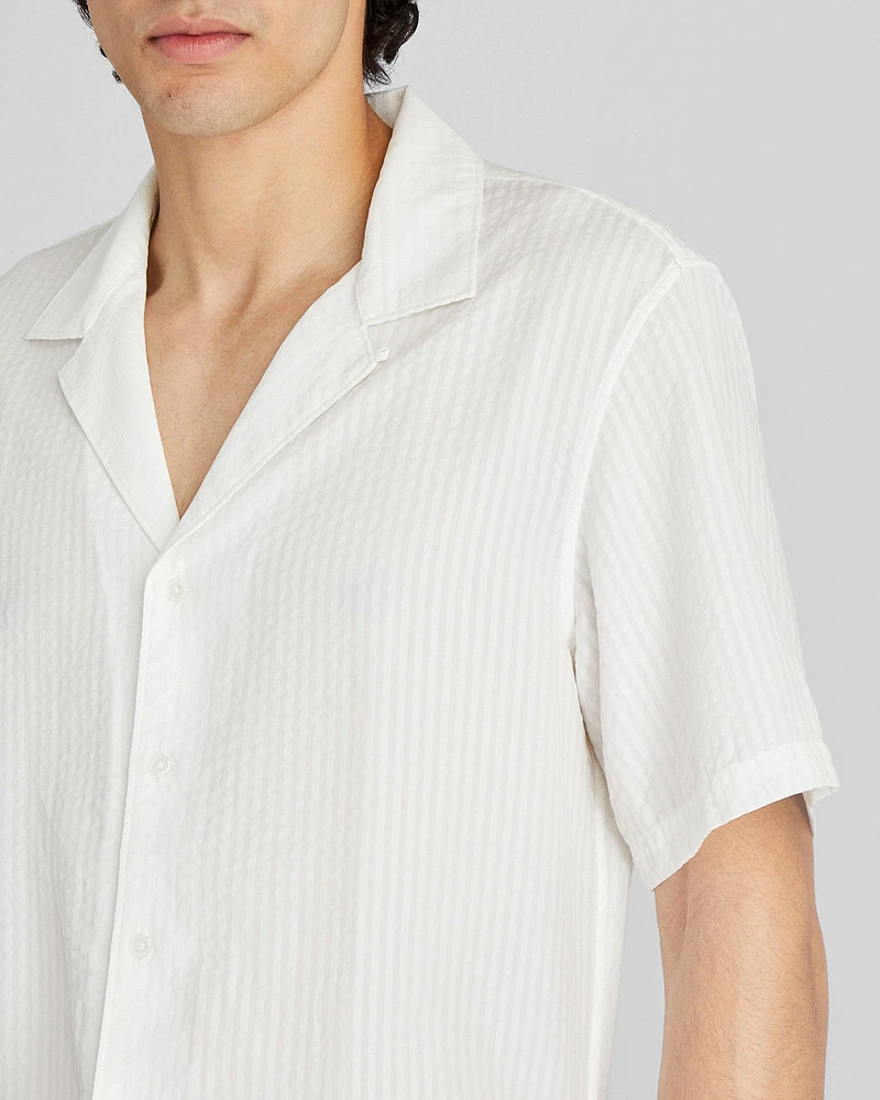 Short Sleeve Camp Collar Seersucker Shirt