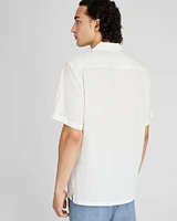 Short Sleeve Camp Collar Seersucker Shirt