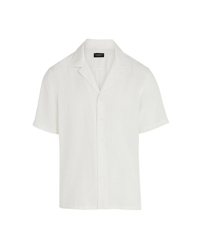 Short Sleeve Camp Collar Seersucker Shirt