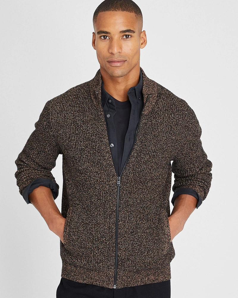 Textural Mouline Full Zip Sweater