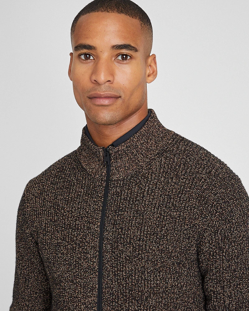 Textural Mouline Full Zip Sweater