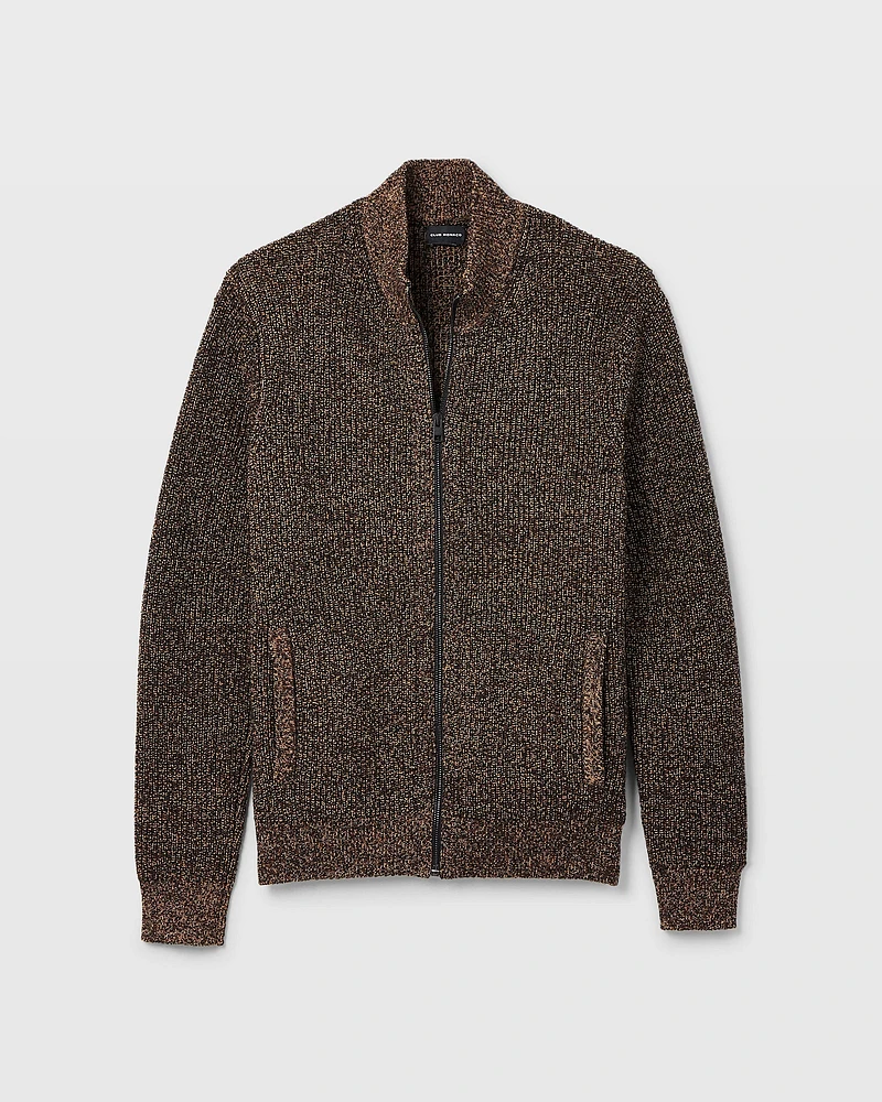 Textural Mouline Full Zip Sweater