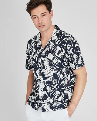 Short Sleeve Camp Collar Mojito Floral Print Shirt