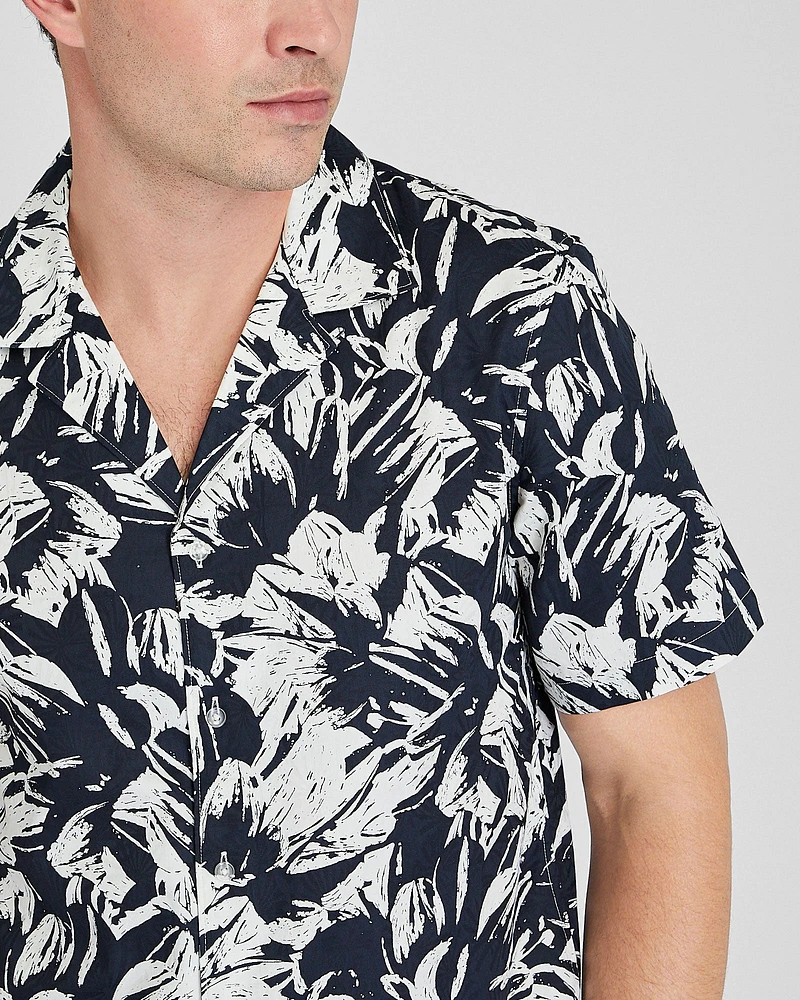 Short Sleeve Camp Collar Mojito Floral Print Shirt
