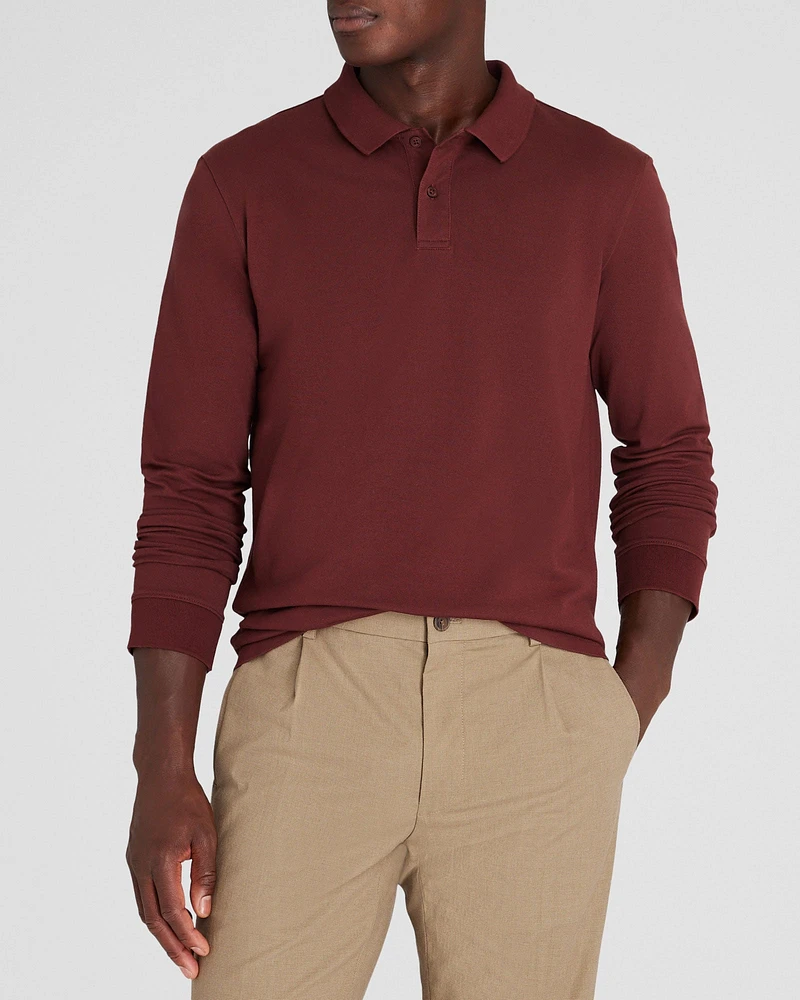 Long Sleeve Clean Piqué Polo