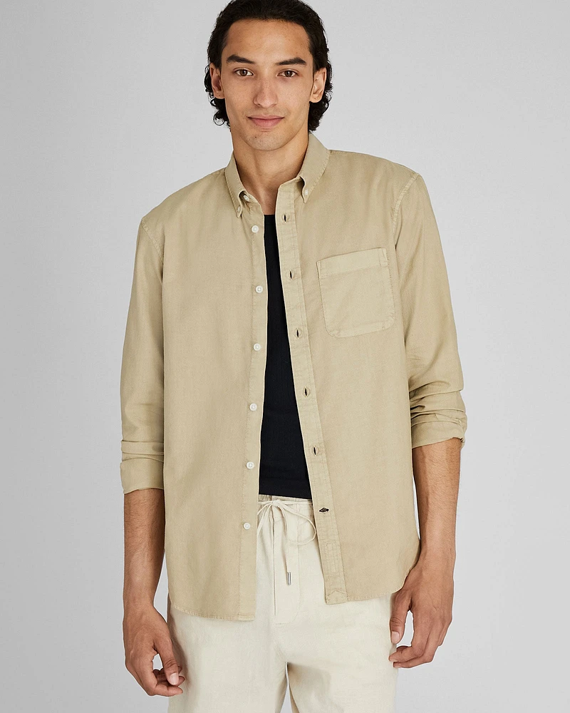 Garment-Dyed Slim Lightweight Oxford Shirt