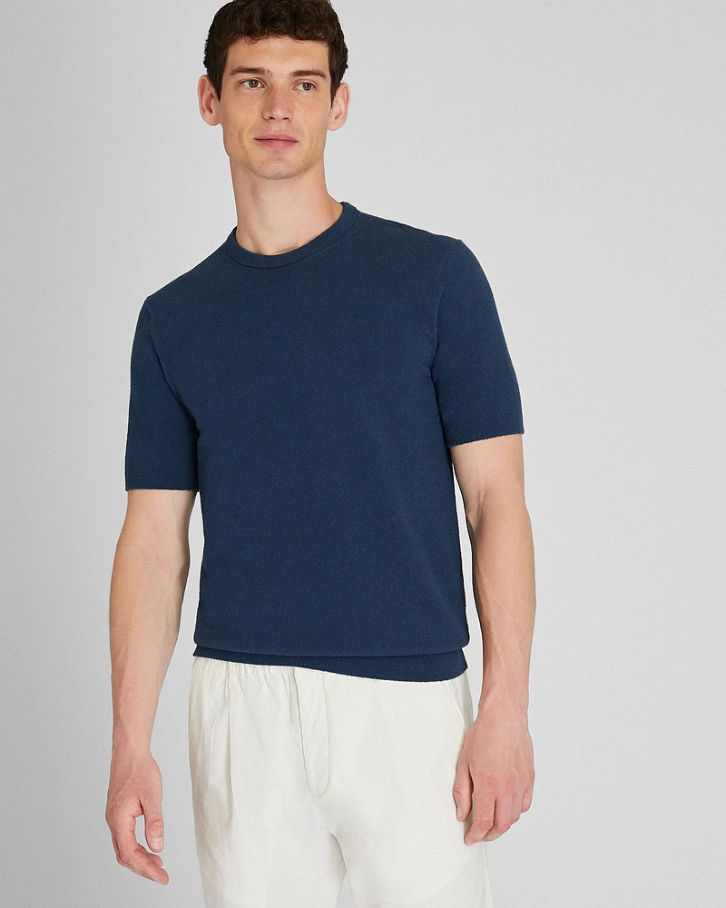 Short Sleeve Micro Bouclé Crew